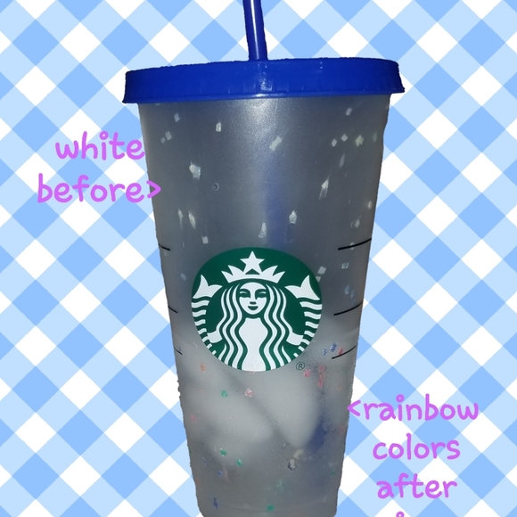 2 CUPS! Starbucks Rainbow Confetti Color Changing, 1 Light Blue & 1 Dark Blue. - Picture 2 of 2